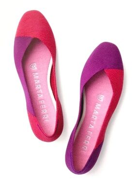 ROTHY’S X MARTA FERRI Merino Square Toe Ballet Flat Cherry Violet Size 9 NWT